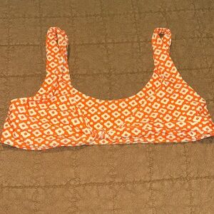 Blackbough Knot front Orange and White Geometric Bikini Top